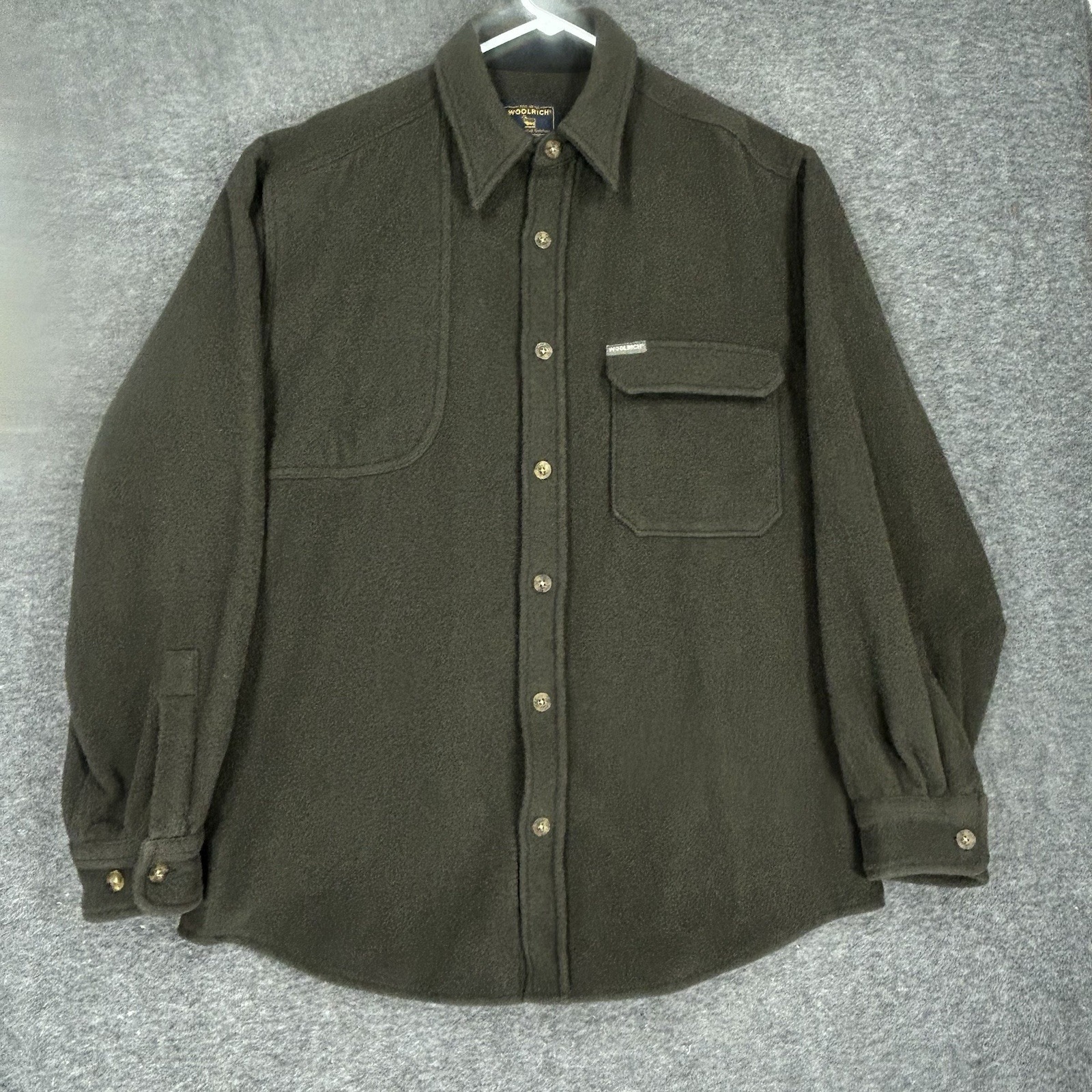 Vintage Woolrich Shooting Shirt Jacket Mens M Green Loden Heavy Wool Blend
